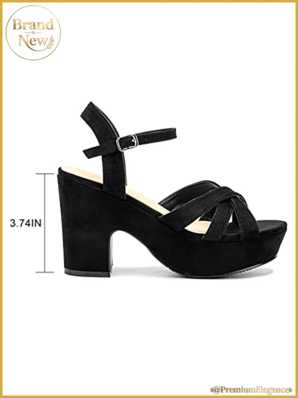 Faux Suede Platform Chunky Heel Ankle Strap Sandals Women Open Toe